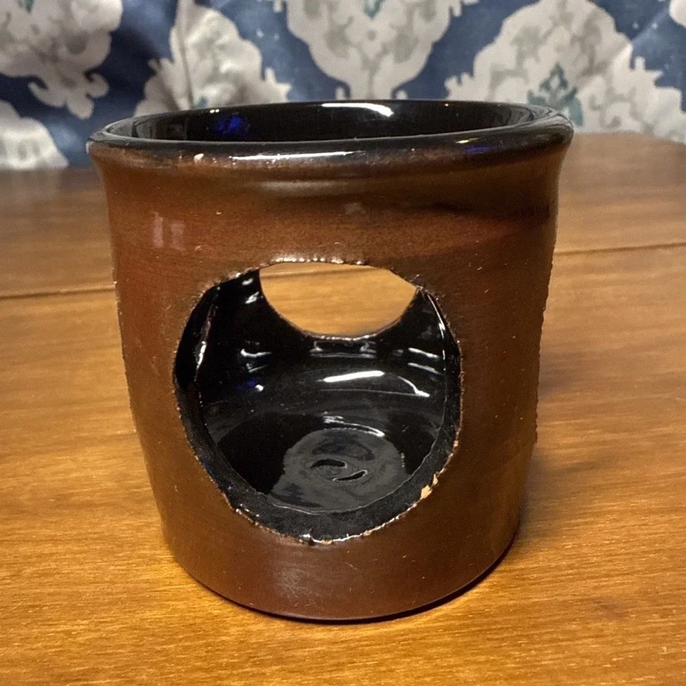 Vintage‎ Terra-cotta tea light candle holder 1992 Red/ Black